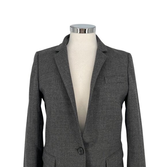 J.Crew Wool Blend Blazer Jacket Gray Single Button Size 6 - Picture 2 of 16